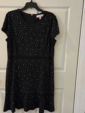 Michael Kors Black Mini Dress with White Polka Dots Sz XL